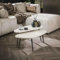 RINGO-Living Couchtisch 2er Set aus Marmor in Weiß - Vintage Beistelltisch Weiss für Dein Bett - Marmor Sofa Ablage für Getränke & Deko - Couch Tisch Set für Dein Wohnzimmer & Schlafzimmer