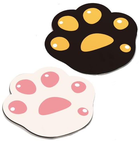 2Pcs Cute Cat Paw Mousepad, JCSMARTEC Animal Claw Non-Slip Rubber Base with Comfortable Smooth Cloth Cushion Mouse Mat