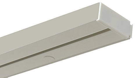 GARDINEUM - 1-läufige Vorhangschiene, Gardinenschiene aus Kunststoff, vorgebohrt, Komplettset mit Zubehör, bis 2 m erhältlich (3,60 m (2 x 1,80 m + Verbinder))
