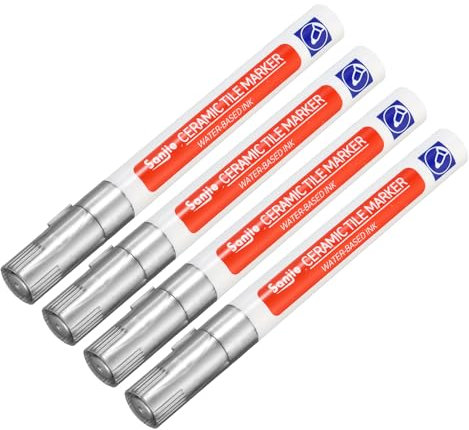 YOKIVE 4 Pcs Grout Paint Pen, Waterproof Silver Paint Tile Marker, Restoring Grout Lines, Great for Balcony, Kitchen, Bathroom