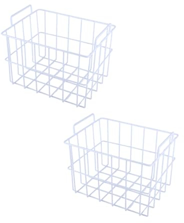 Bacs de rangement pour congélateur, 2 ensembles de paniers de congélateur avec poignées, bacs de rangement pour congélateur, panier de rangement en fil pour armoires de