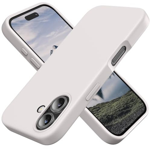 TAXXOE Silicone Case Compatible with iPhone 16 Case Soft Ultra Slim Protective Shockproof Liquid Silicone Phone Case,Anti-Scratch Microfiber Lining, 6.1 White