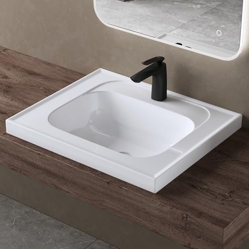 doporro Lavabo da Appoggio 80cm, Lavabo Bagno Sospeso Lavandino Bagno Angolare Colossum3601-800 Lavabo da Minerale fuso