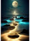 Tyanlenr 5D Natur Landschaft Mond Strand Meer Diamond Painting, DIY Vollbohrer Strand Diamant Painting Set für Erwachsene Kinder, 5D Diamant Malerei für Haus Büro Wanddekoration, 30x40 CM