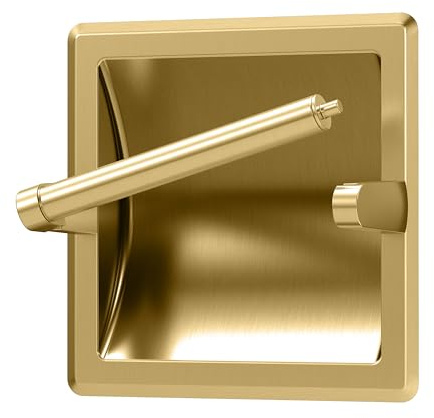 Gatco 753 Porta carta igienica girevole da incasso, montaggio a parete, in metallo resistente, per bagno, disponibile in ottone spazzolato