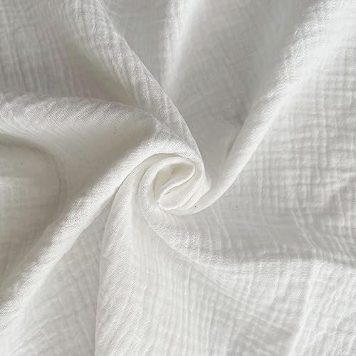 SYSUII 12 Stück Stoffservietten Baumwolle Musselin Servietten Stoff Tischservietten 43x43 cm Abwaschbare Servietten Tischdekoration für Partys Hochzeit Geburtstag Cafe Restaurant Küche-Weiß