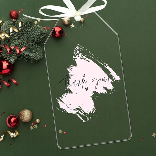 Uniqicon 25 Stück Transparente Namensschilder, DIY-Acrylrohlinge Ornament, Acryl-Tischkarten, Tischnummernkarten Mit Loch, Einzigartige Transparente Acrylschilder Für DIY-Projekte Und Bastelarbeiten