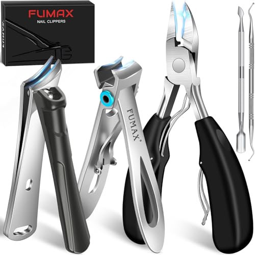 Toe Nail Clippers Set for Men Thick Nails, Large Toenail Clippers for Elderly Thick Toenails with Wide Opening, Heavy Duty Slanted Nail Clippers for Men Women Sharp Nail Cutter with Long Handle