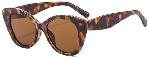 LJCZKA Retro Katzenaugen Sonnenbrille für Damen Vintage Ovale Sonnenbrille 90er Mode Cateye Brille Dicker Rahmen Schattierungen mit UV Schutz