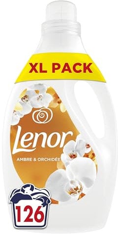 Adoucissant Lenor 126 lavages, Ambre et Orchidée, 24H De Fraîcheur Relaxante, Avec Une Touche D’Huiles Essentielles