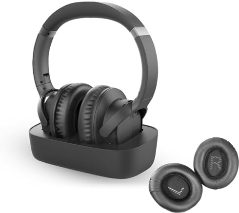 Avantree Ensemble & Coussinets - Casque TV sans Fil Bluetooth pour Regarder la Télévision, Son Clair, Installation Facile, Base de Recharge, 35h Autonomie, Compatible avec Optique, AUX et Bluetooth