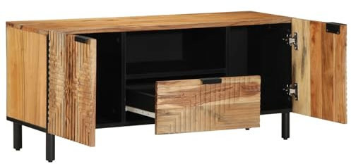 vidasXL - Industrial Acacia Wood TV Cabinet Stand - Brown/Black - Two Doors/Drawers - Indoor/Outdoor Living Room Furniture - 105x33.5x46cm