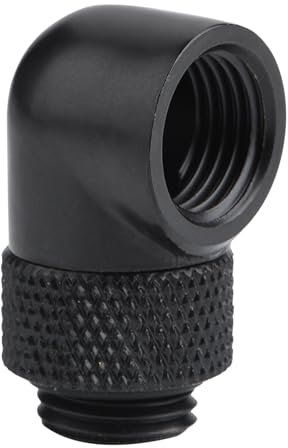 Messing 90 -Grad -Rotationsrohrverbindung für PC -Wasserkühlsystem mit Silikonringdichtung für Wasserblöcke, Heizkörper und Pumpen - Langlebig und Einfach zu Installieren für DIY -Enthusiasten (BLACK)