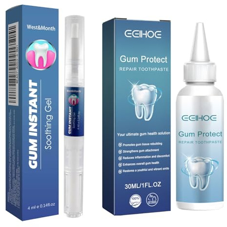 2Pcs Zahnfleischrückgang Teeth Repair Gel + Gum Toothpaste, Zahnfleisch Therapie Gel für Entzündung, Frischer Atem, Zahnfleischschutz und Mund Pflege