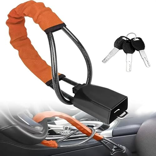 Neuytiky Bloqueo del Volante Antirrobo - Dispositivo de Seguridad para Coche con Doble Protección, 3 Llaves, Cable Acero Reforzado, Universal para Vehículos