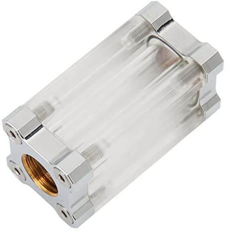 Akozon Wasserkühlsystemfilter, 40 Mesh, Messing, Acryl, G1/4-Gewinde, Inline-Filter für PC-Wasserkühlungs- und Pumpensysteme (SILVER)