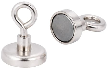 MaajeeKuto STRONG MAGNETS Neodym Magnet mit Öse - 10 mm - 1 Stück - Extra stark - hält bis zu 2kg - Industrielle Anwendung, Werkstatt oder Büro – Magnet zum Schrauben