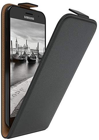 EAZY CASE Hülle kompatibel mit Samsung Galaxy A5 (2017) Hülle Flip Cover zum Aufklappen, Handyhülle aufklappbar, Schutzhülle, Flipcover, Flipcase, Flipstyle Case vertikal klappbar, Kunstleder, Schwarz