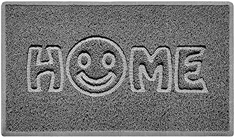 Nicoman SMILEY FACE Embossed Shape Door Mat Dirt-Trapper Washable Barrier Doormat-(Use Indoor or Sheltered Outdoor)-(75x44cm/29.5x17.3inches,Medium) Grey
