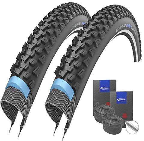 Set: 2 x Schwalbe Marathon Plus MTB Reflex Pannenschutz Reifen 29x2.10 + Schwalbe SCHLÄUCHE Autoventil
