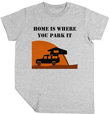 Home is - Defender 110 - Roof Tent Jungen Mädchen Unisex Kinder Grau T-Shirt Kurzarm Kids Grey T-Shirt