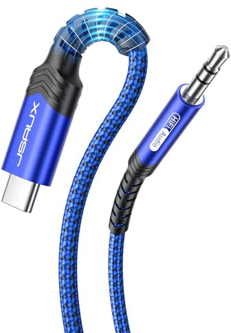 JSAUX USB C to 3.5mm Audio Aux Jack cable [1M], Type C adapter to 3.5mm male headphone stereo cable car compatible with iPad Pro 2020 Google Pixel 3 4, Samsung Galaxy S22 S21 S20 Ultra Note 20 -Blue