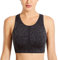 SYROKAN Women's Sports Bra for Large Breasts High Impact Full Coverage Padded Wireless Running Halter Neck Bra Olive Leopard Grain 44C