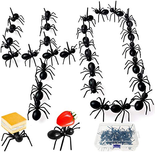 BITEFU 40 Stück Obstgabeln Kinder Ameisen Zahnstocher Pikser Cocktail Party Dekor Spieße Sticks für Snacks Obst Food