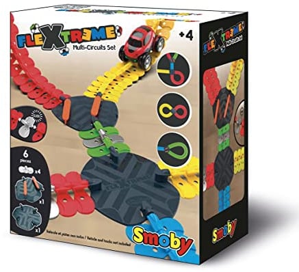 Smoby - FleXtreme Multi-Rennstrecken Set Kreuzung und Weiche - Erweiterung für die Smoby FleXtreme Rennbahn-Spielwelt, für Kinder ab 4 Jahren, flexible Strecke mit Kreuzungen