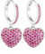 Orecchino a cerchio da donna a forma di cuore, orecchini a goccia ipoallergenici placcati in oro rosa e argento con zirconi (Rose Red, Placcato in argento)