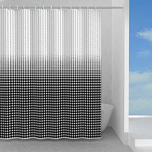 Gedy 180X200, Bianco G-Ipnosi, Realizzata in PES, 100% Impermeabile, Finitura Nero, Design R&S, Tenda per Doccia provvista di 12 Anelli, 2 Anni di Garanzia