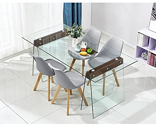 Mesa de diseño Selena, Multiusos, Madera, Cristal Templado con Acabado Transparente, 200x90 cms