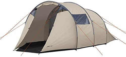 Großes Familienzelt Joshua mit 2000mm Wassersäule und großem Vorzelt, perfektes Tunnelzelt für 4 Personen, Campingzelt beige