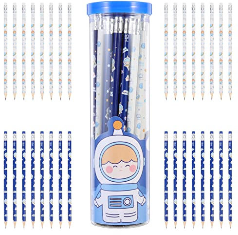 STOBOK 30 Pezzi Matite Astronauta Matita di Grafite con Gomme Topper Cancelleria Scolastica Pre-Affilata Forniture Ricompensa per San Regalo Bambini Studenti