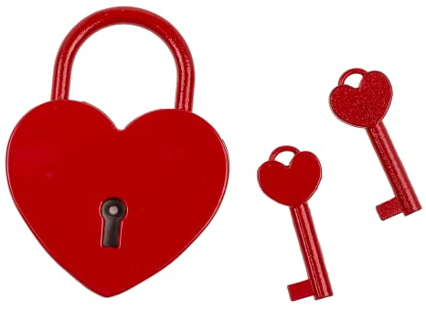 Liebesschloss Herz mit 2 Schlüsseln aus Metall 6x4,5cm Vorhängeschloss Valentinstag Hochzeit Geburtstag Weihnachten Schloss