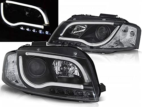 LED Scheinwerfer LightTube Set für Audi A3 8P 2003-2008 in schwarz