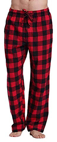 Pantaloni da pigiama da uomo in pile Relaxed Fit Lounge pantaloni pigiama a quadretti in flanella, lunghi pantaloni per il tempo libero, pantaloni da jogging Loose Fit Homewear, Colore: rosso, XXL
