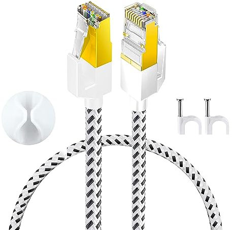 HuLuWa Lan Kabel,netzwerkkabel,Cat7 Ethernet Kabel - 1 Meter, Nylon geflochten, RJ45 vergoldeter Stecker für Router, Modem, TV und Laptop