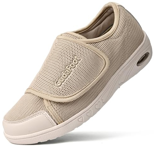 GudaFoot Women's Diabetic Shoes Swollen Feet Wide Width Edema Elderly Beige
