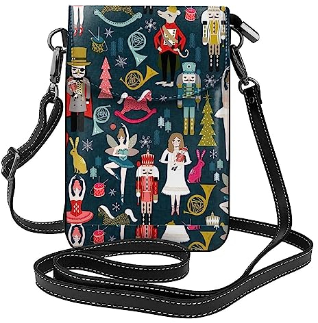 FRESQA Women_S Nutcracker Ballet Xmas Dance Unisex Shoulder Bag Crossbody Wallet Phone Bag,Use For Running,Walking,Hiking,Biking