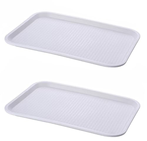 PHCOMRICH 2 palés, bandeja de servicio multiusos, blanco y negro, antideslizante, material de polipropileno apto para alimentos, tres tamaños (blanco 41,5 x 30,5 cm)