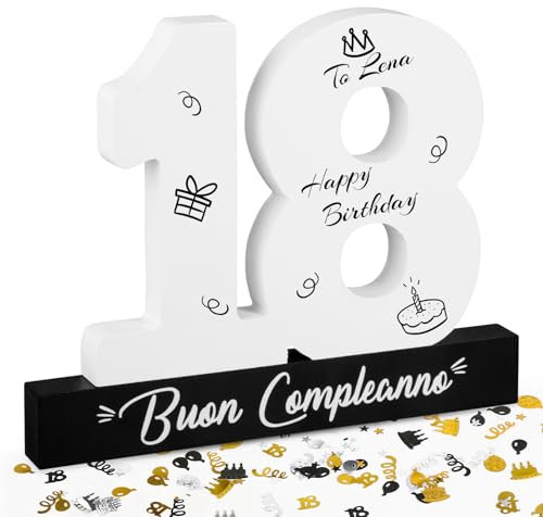 BOFUNX Decorazioni Compleanno 18 Anni con Coriandoli Compleanno Libro degli Ospiti in Legno Coriandoli Happy Birthday Regalo di Compleanno Anniversario Matrimonio Creativo Fai da Te