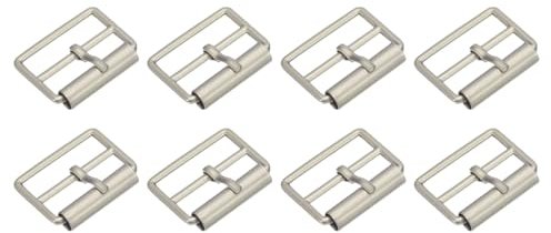 QUARKZMAN 8 Stück Metall-Rollenschnallen, 20 mm (0,8) Triglides Schieber beweglicher Riegel Gurtversteller Rechteck Keeper für Taschen Lederhandwerk (Matt-Silber)