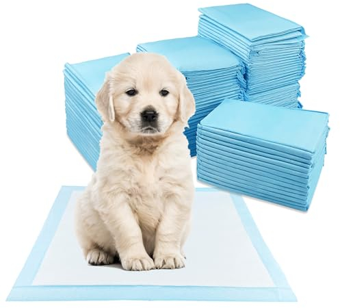 Fousenuk inkontinenzunterlage einweg, 100 Stück Hunde wickelunterlage inkontinenzunterlagen, 33 × 45cm pipi matten für hunde, puppy pads Auslaufsicheres 5-Lagiges Design Schnell Trocknender Oberfläche