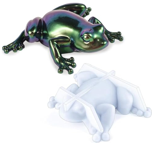 Z-oneMart Moule en silicone en forme de grenouille, moules en silicone 3D mignons pour moulage époxy pour pâte à modeler, plâtre, moulage de résine, cadeaux de festival, décoration de bureau