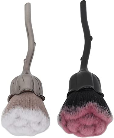 QANYEGN 2-teiliger Rosen-Make-up-Pinsel, Flauschig Weicher Nagelstaubpinsel, Puderpinsel Und Rougepinsel Für Nageltrimmreinigung, Make-up