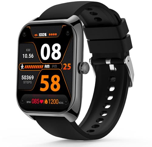 Smart Watch(Answer/Make Call), 2.02 Smartwatch with Blood Pressure Blood Oxygen Heart Rate Sleep Monitor, IP68 Waterproof Fitness Tracker 100+ Sports Modes Compatible with iOS Android for Men
