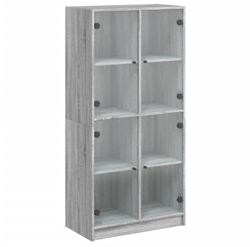 vidaXL Highboard, Beistellschrank mit Türen, Sideboard Kommode Anrichte 8 Fächer, Bücherregal Schrank, Grau Sonoma 68x37x142cm Holzwerkstoff