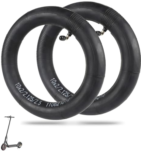 10 x 2,125 E Scooter Schlauch Verdicktes, 10 Zoll E Scooter Ersatzschlauch mit Silbernes Ventil, Extra Dicker Innenschlauch e Scooter, Nicht Leicht Auslaufend, 2 Stück