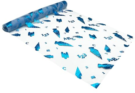 Oblique Unique® Tischläufer Tischband für Schuleinführung Schulkind Zuckertüten ABC 290 cm x 29 cm Tisch Läufer Tischdeko für Einschulung Deko (Blau - Zuckertüten ABC 123)
